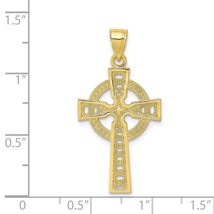 Million Charms 10K Yellow Gold Themed Iona Relgious Cross Pendant