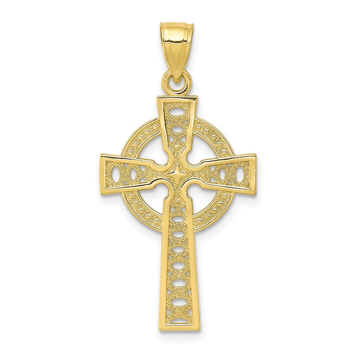 Million Charms 10K Yellow Gold Themed Iona Relgious Cross Pendant