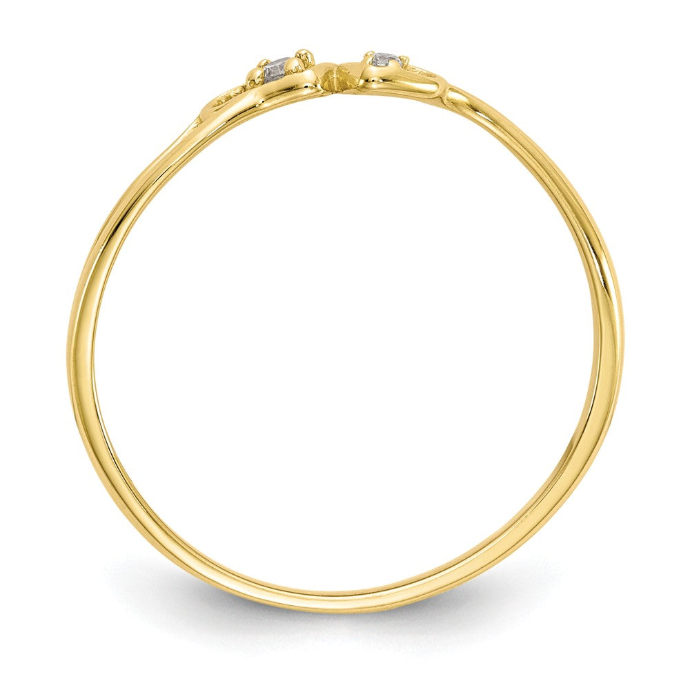 10k Yellow Gold CZ Double Heart Ring, Size: 7
