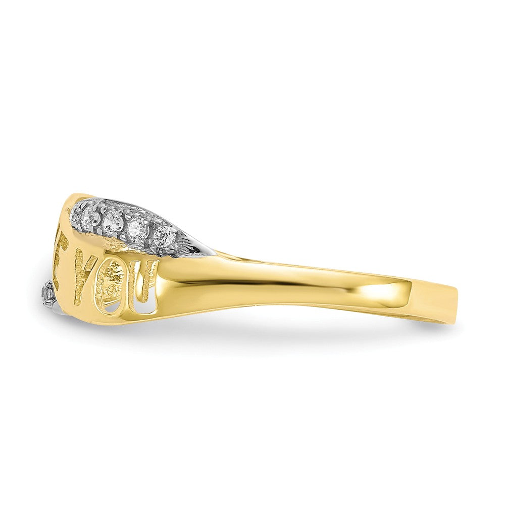 10k CZ I Love You Ring, Size: 6