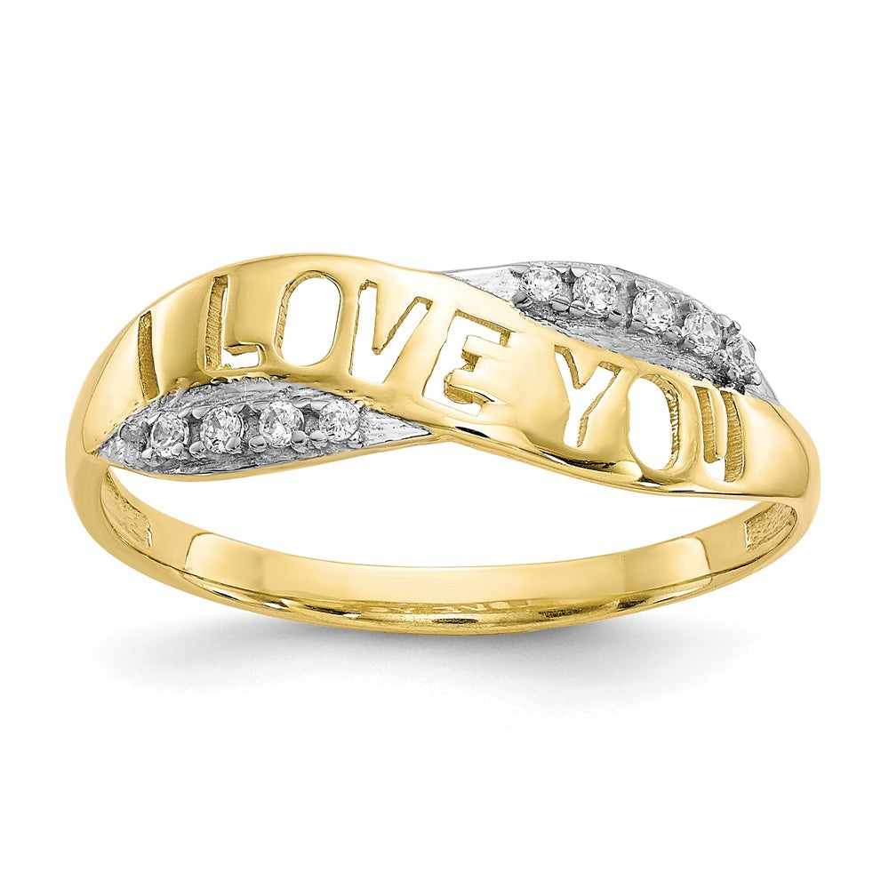 10k CZ I Love You Ring, Size: 6