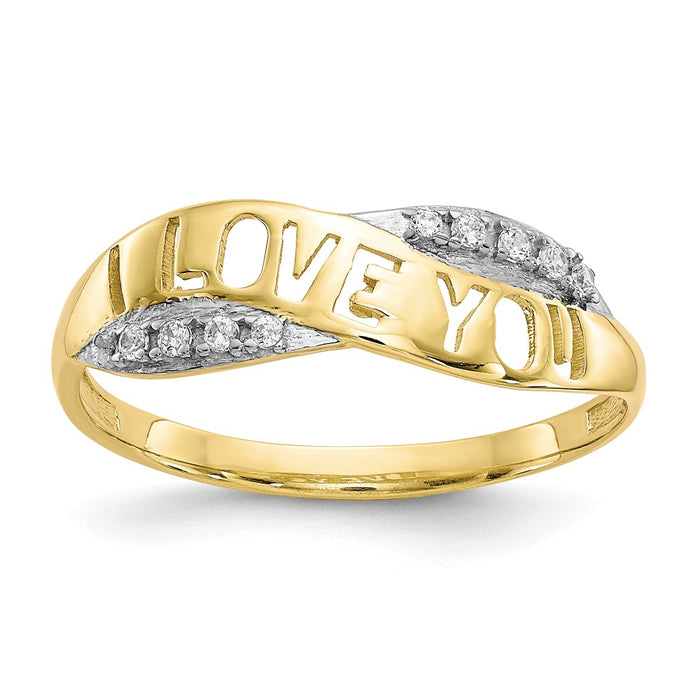10k CZ I Love You Ring, Size: 6