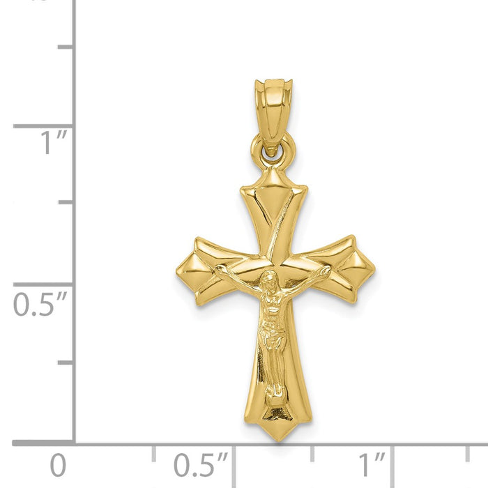 Million Charms 10K Yellow Gold Themed Reversible Relgious Crucifix /Relgious Cross Pendant