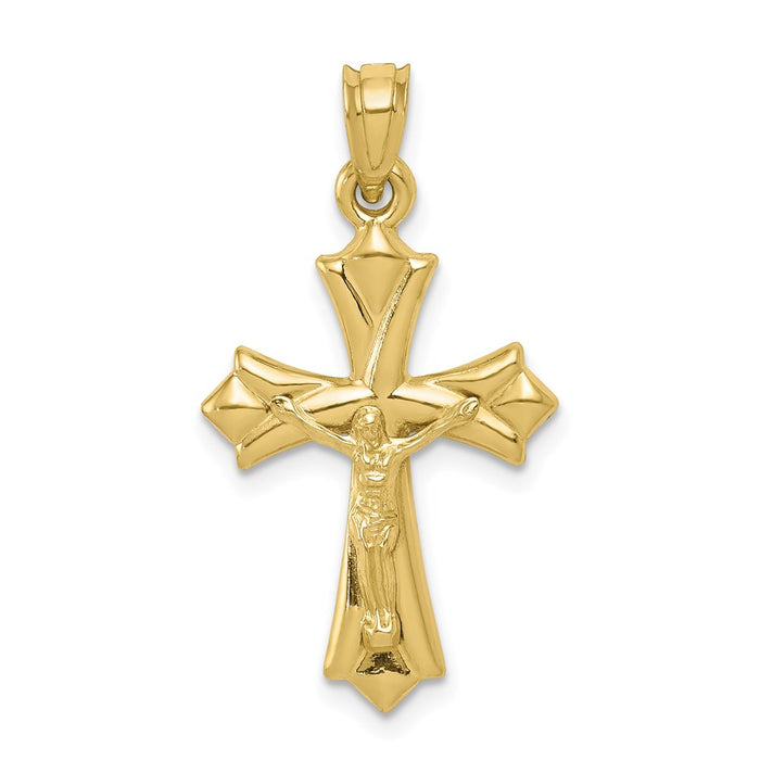 Million Charms 10K Yellow Gold Themed Reversible Relgious Crucifix /Relgious Cross Pendant