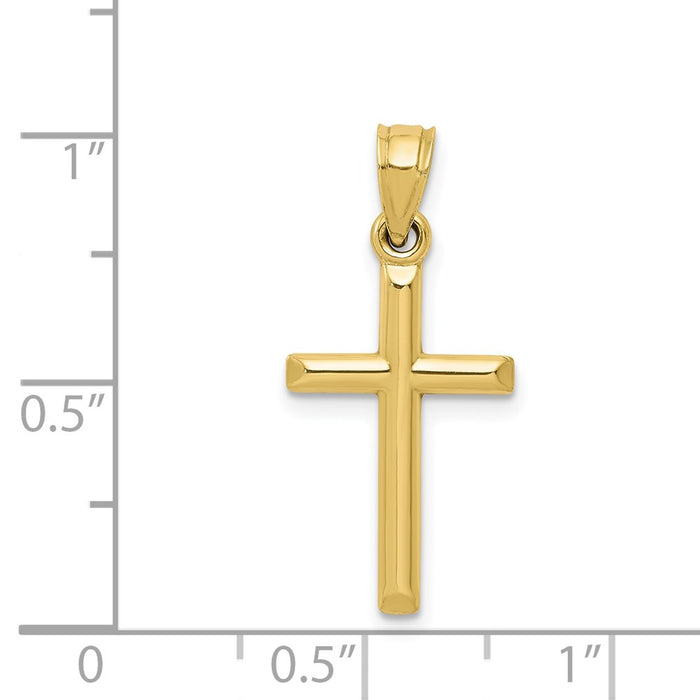 Million Charms 10K Yellow Gold Themed Polished Hollow Relgious Cross Pendant