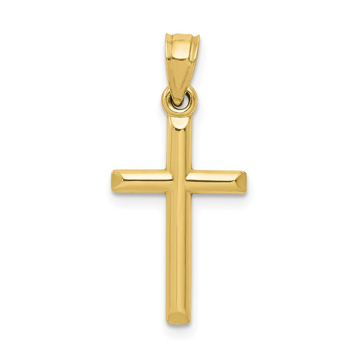 Million Charms 10K Yellow Gold Themed Polished Hollow Relgious Cross Pendant