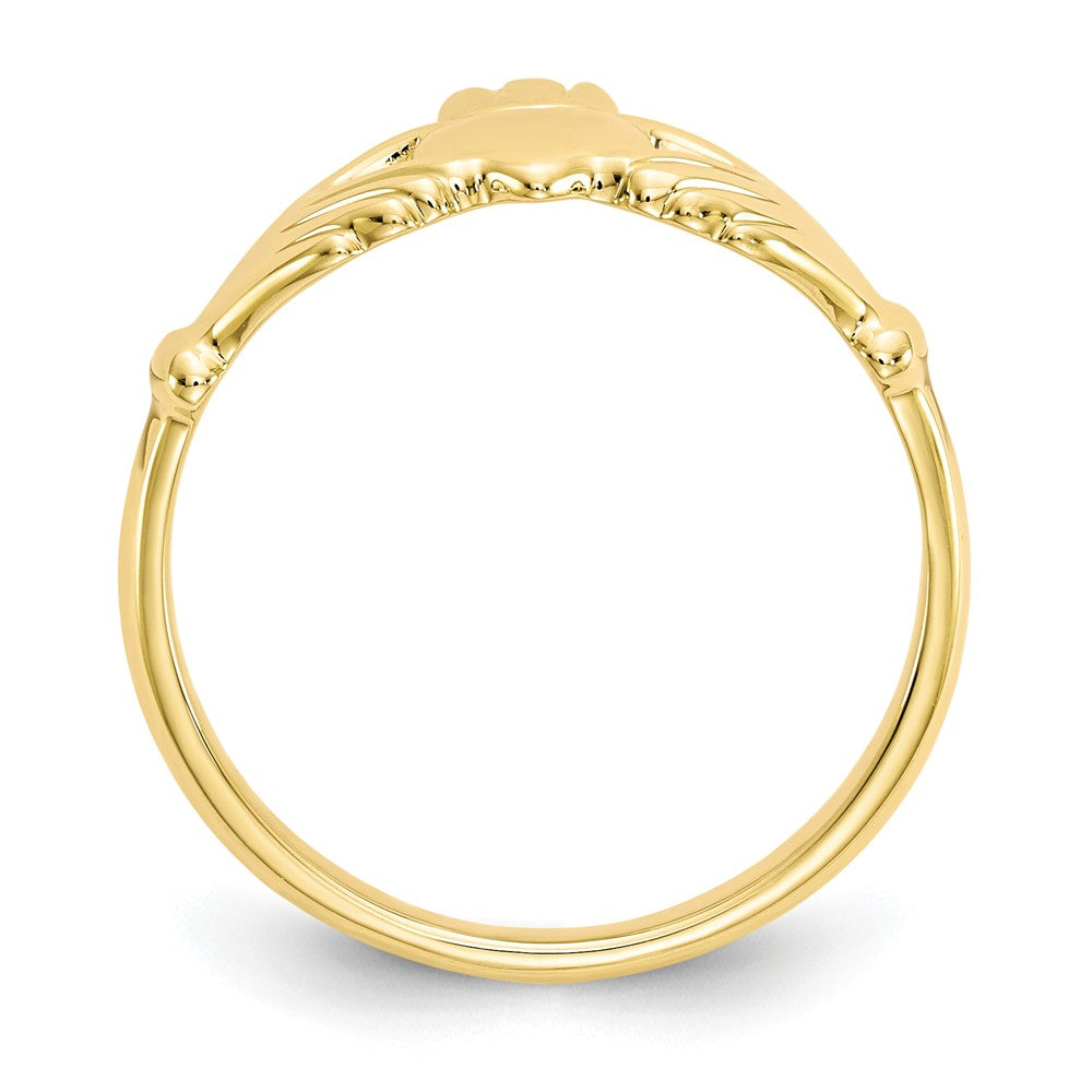 10k Yellow Gold Polished Claddagh Ring, Size: 6.5