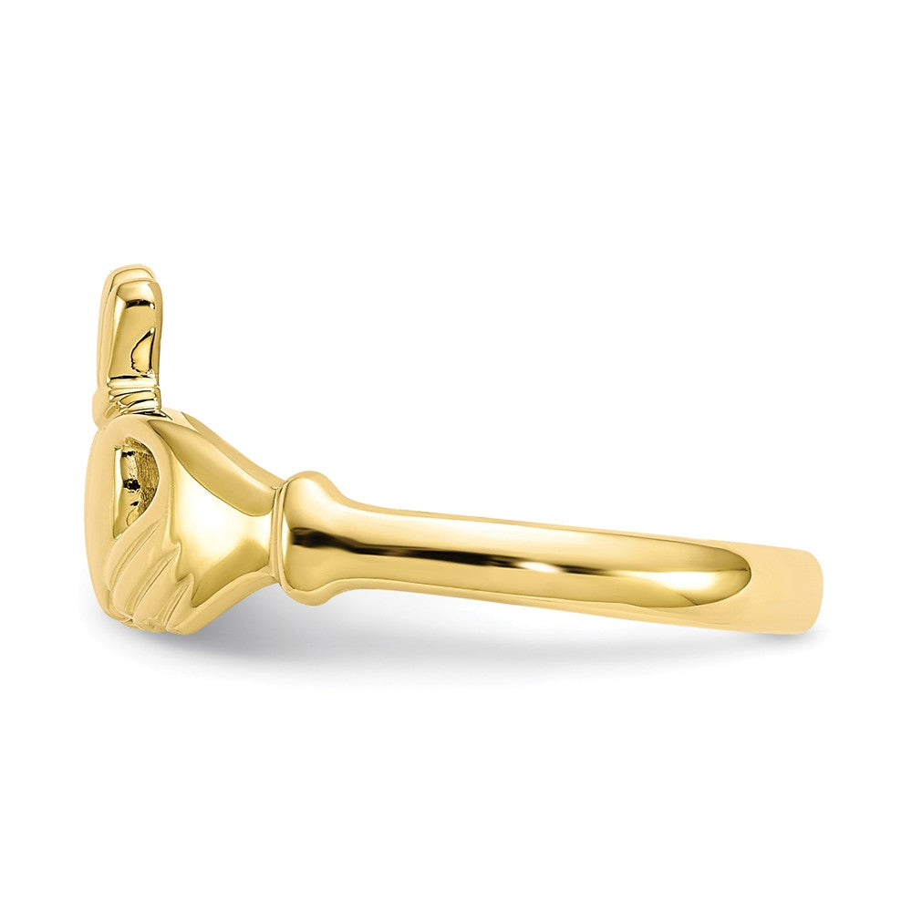 10k Yellow Gold Polished Claddagh Ring, Size: 6.5