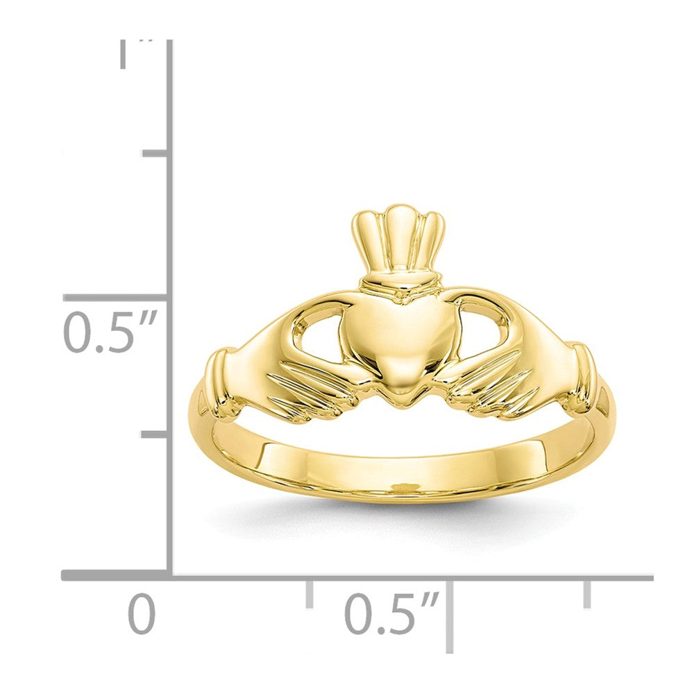 10k Yellow Gold Polished Claddagh Ring, Size: 6.5