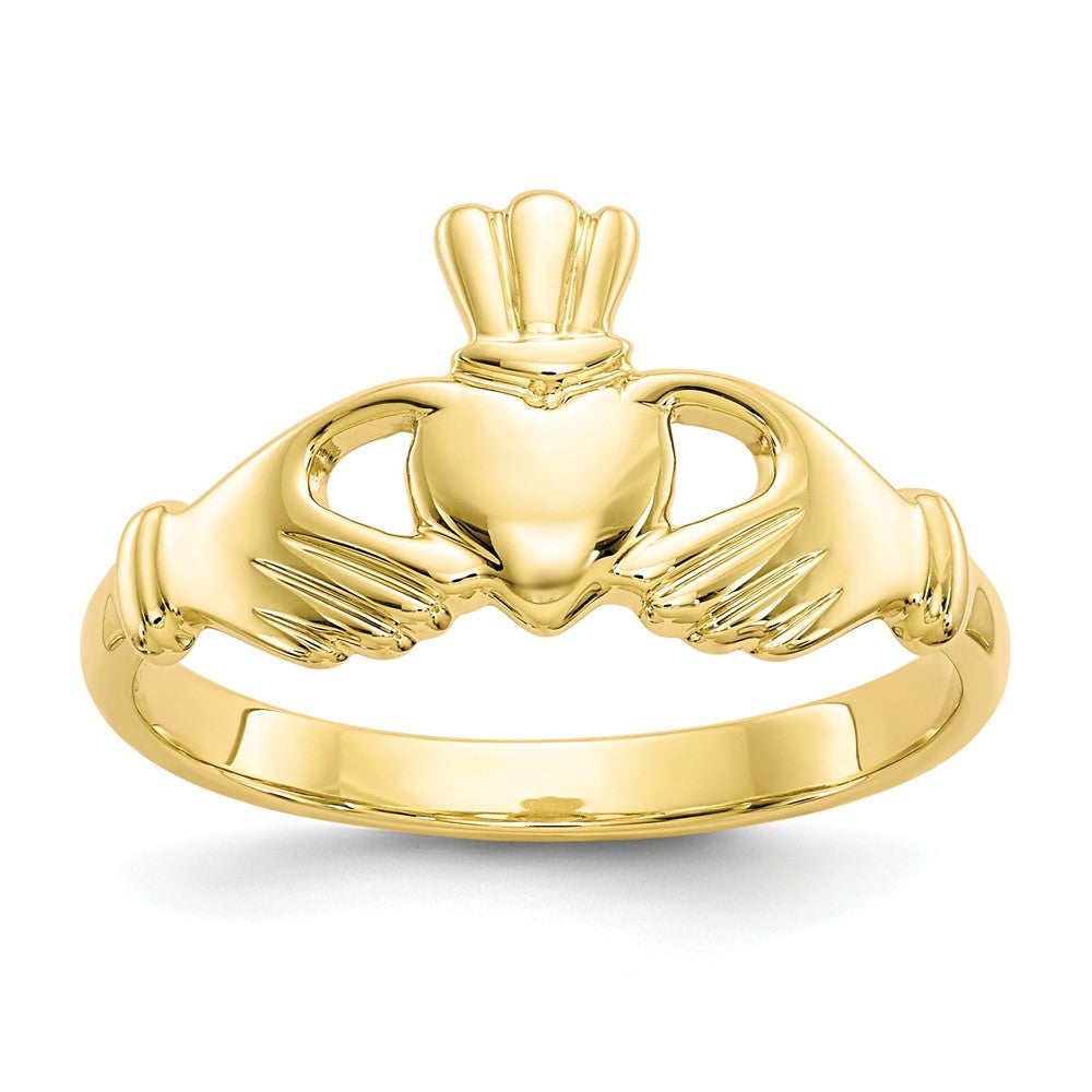 10k Yellow Gold Polished Claddagh Ring, Size: 6.5