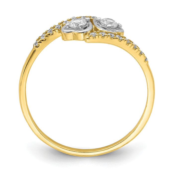 10k Yellow Gold CZ Fancy Double Heart Ring, Size: 7