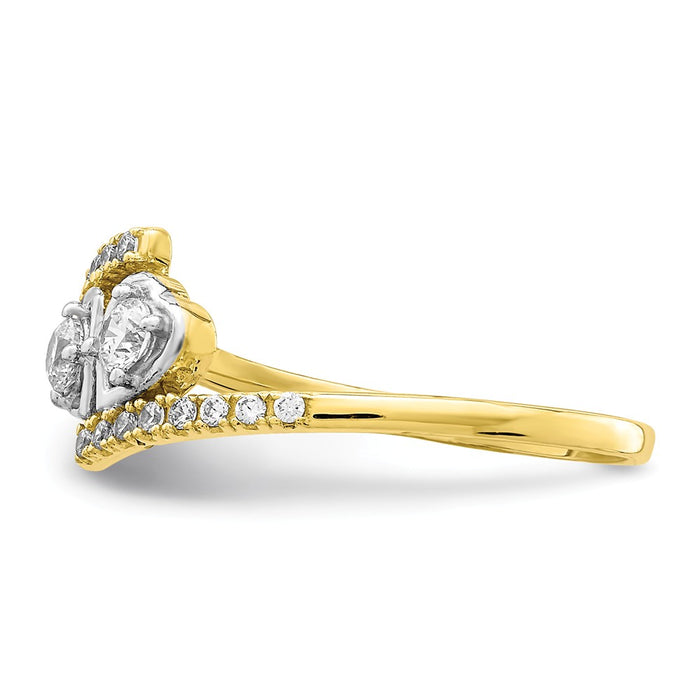 10k Yellow Gold CZ Fancy Double Heart Ring, Size: 7