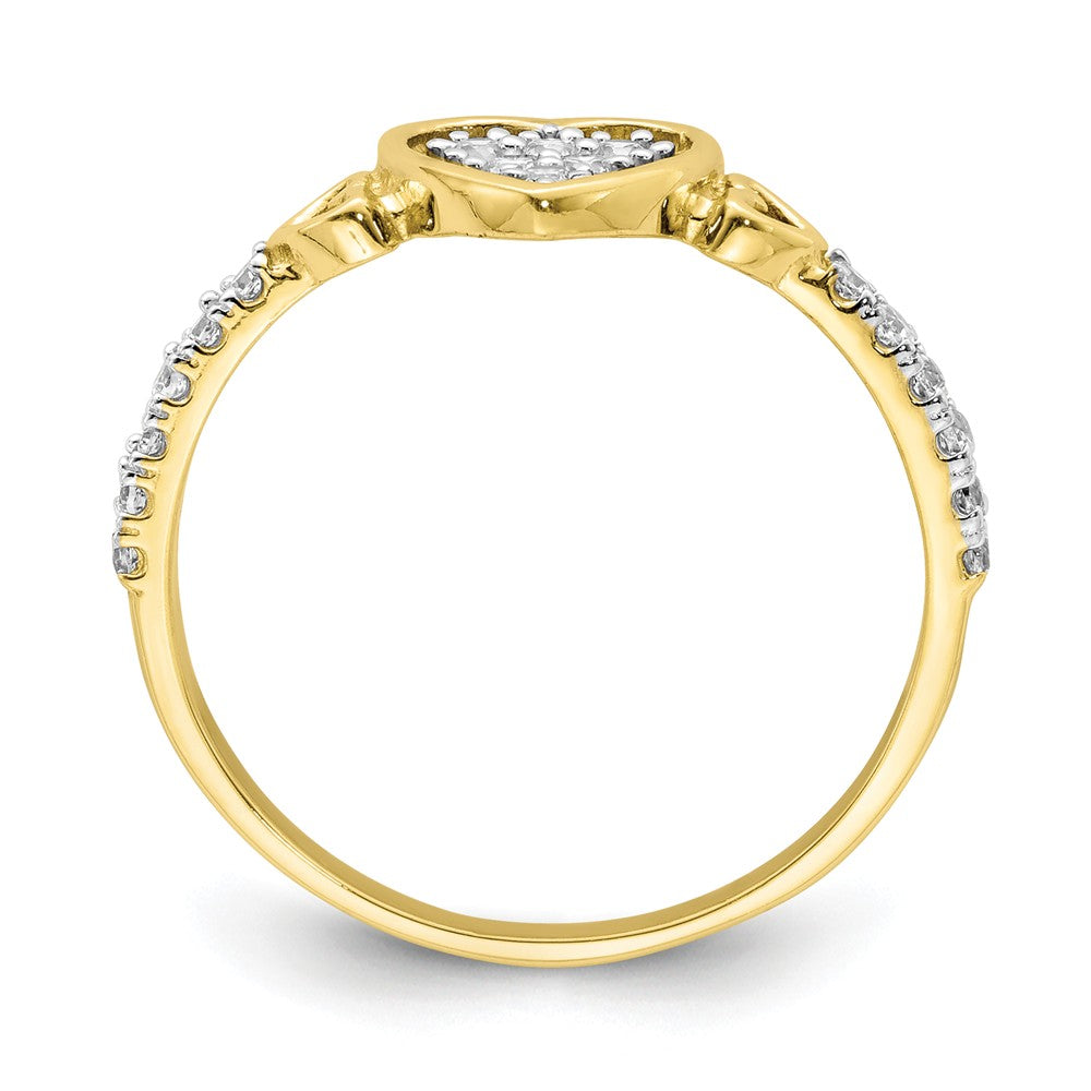 10k Yellow Gold CZ Fancy Heart Ring, Size: 7