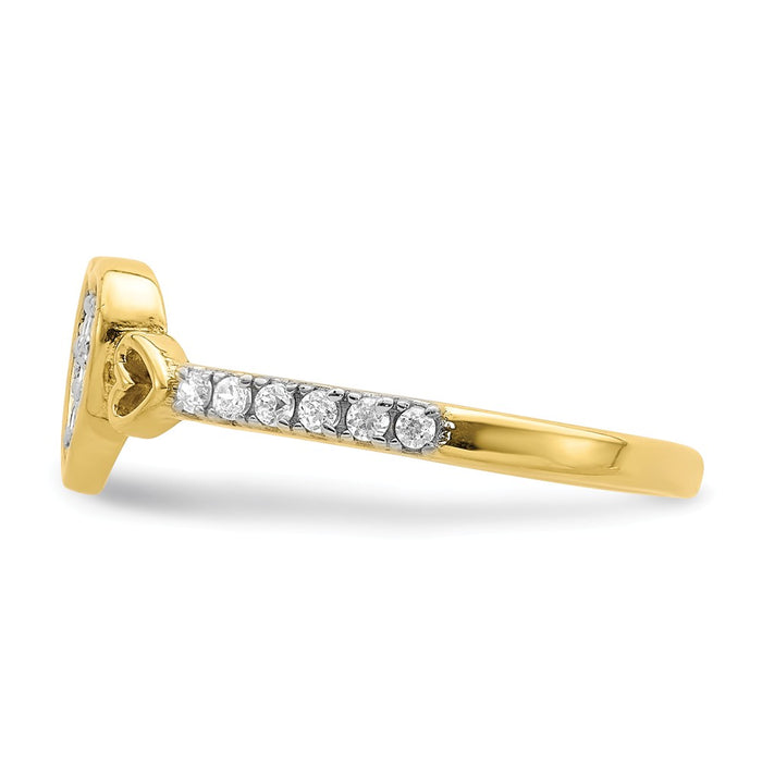 10k Yellow Gold CZ Fancy Heart Ring, Size: 7