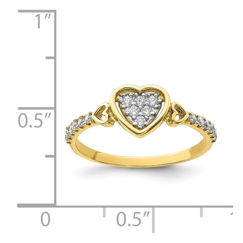 10k Yellow Gold CZ Fancy Heart Ring, Size: 7