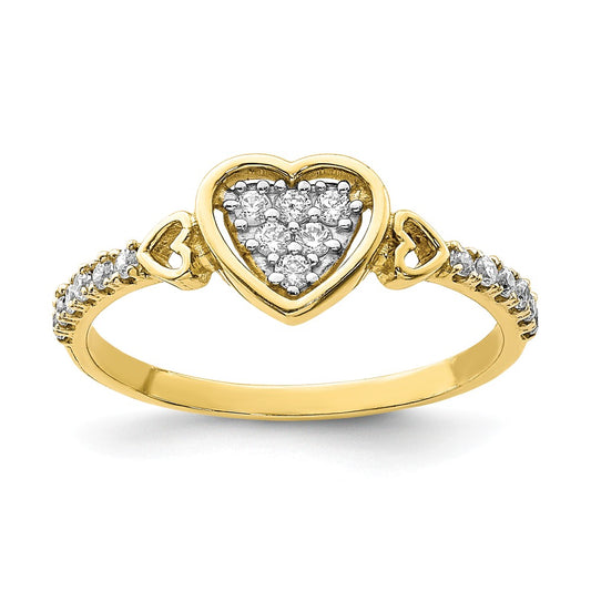 10k Yellow Gold CZ Fancy Heart Ring, Size: 7