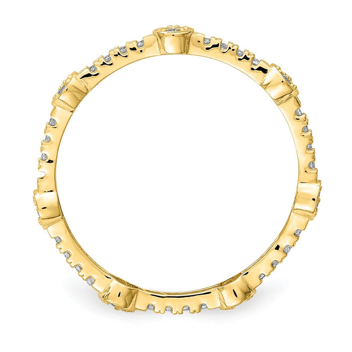 10k Yellow Gold CZ Ring, Size: 7