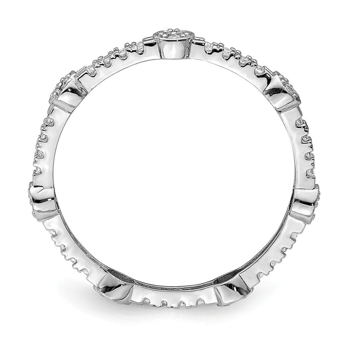 10K White Gold CZ Ring, Size: 7