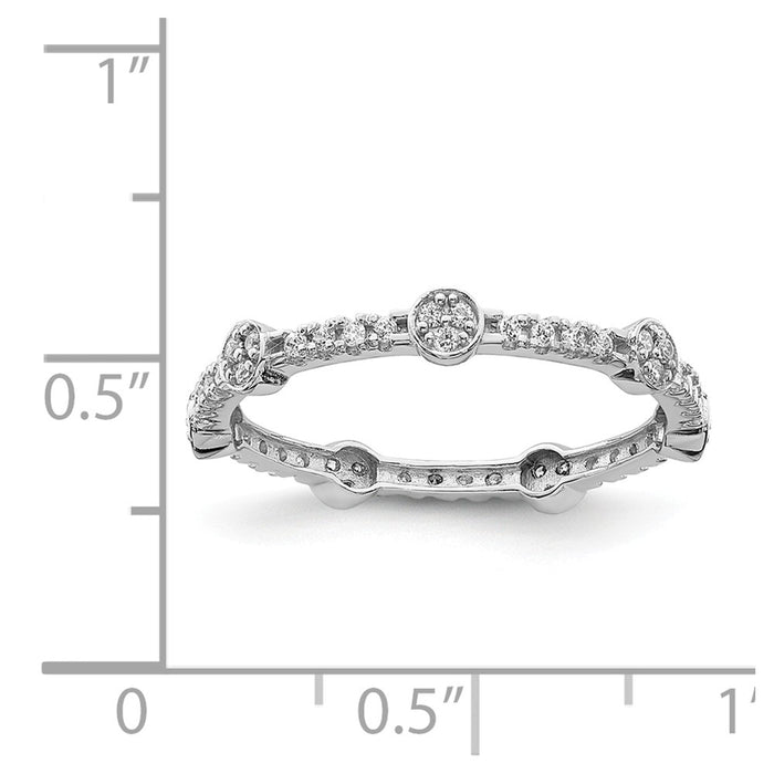 10K White Gold CZ Ring, Size: 7