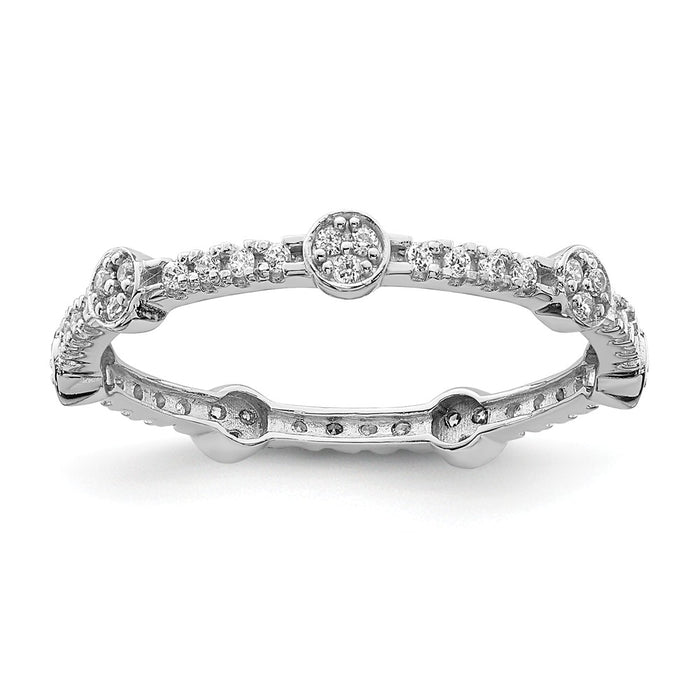 10K White Gold CZ Ring, Size: 7