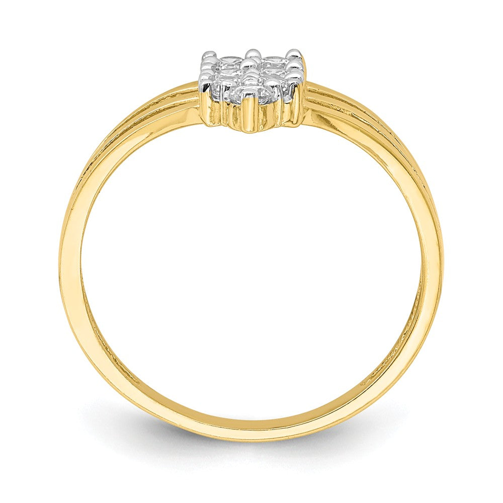 10k Yellow Gold CZ 3-Line Ring, Size: 6.75