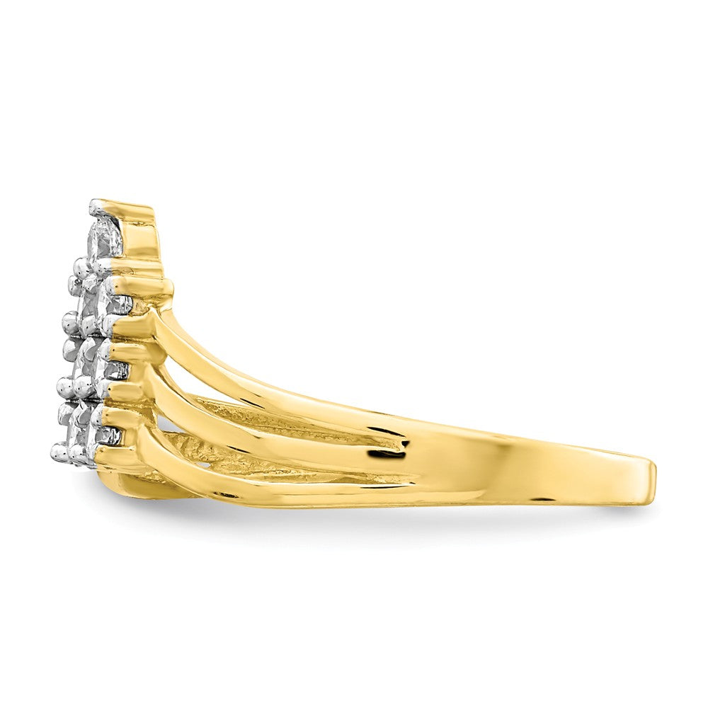 10k Yellow Gold CZ 3-Line Ring, Size: 6.75