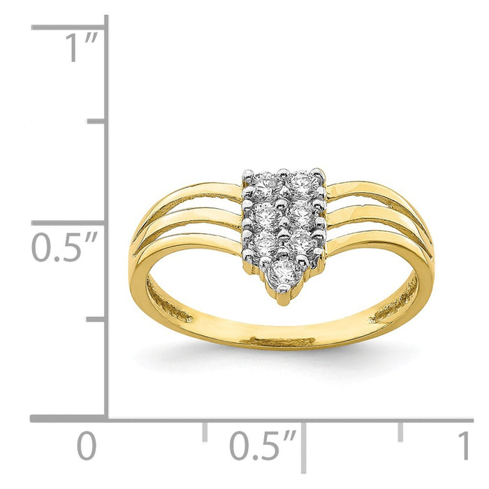 10k Yellow Gold CZ 3-Line Ring, Size: 6.75