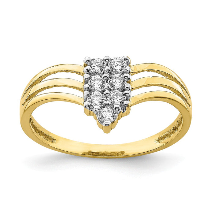 10k Yellow Gold CZ 3-Line Ring, Size: 6.75