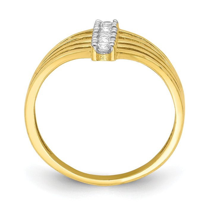 10k Yellow Gold CZ 5-Line Ring, Size: 6.75