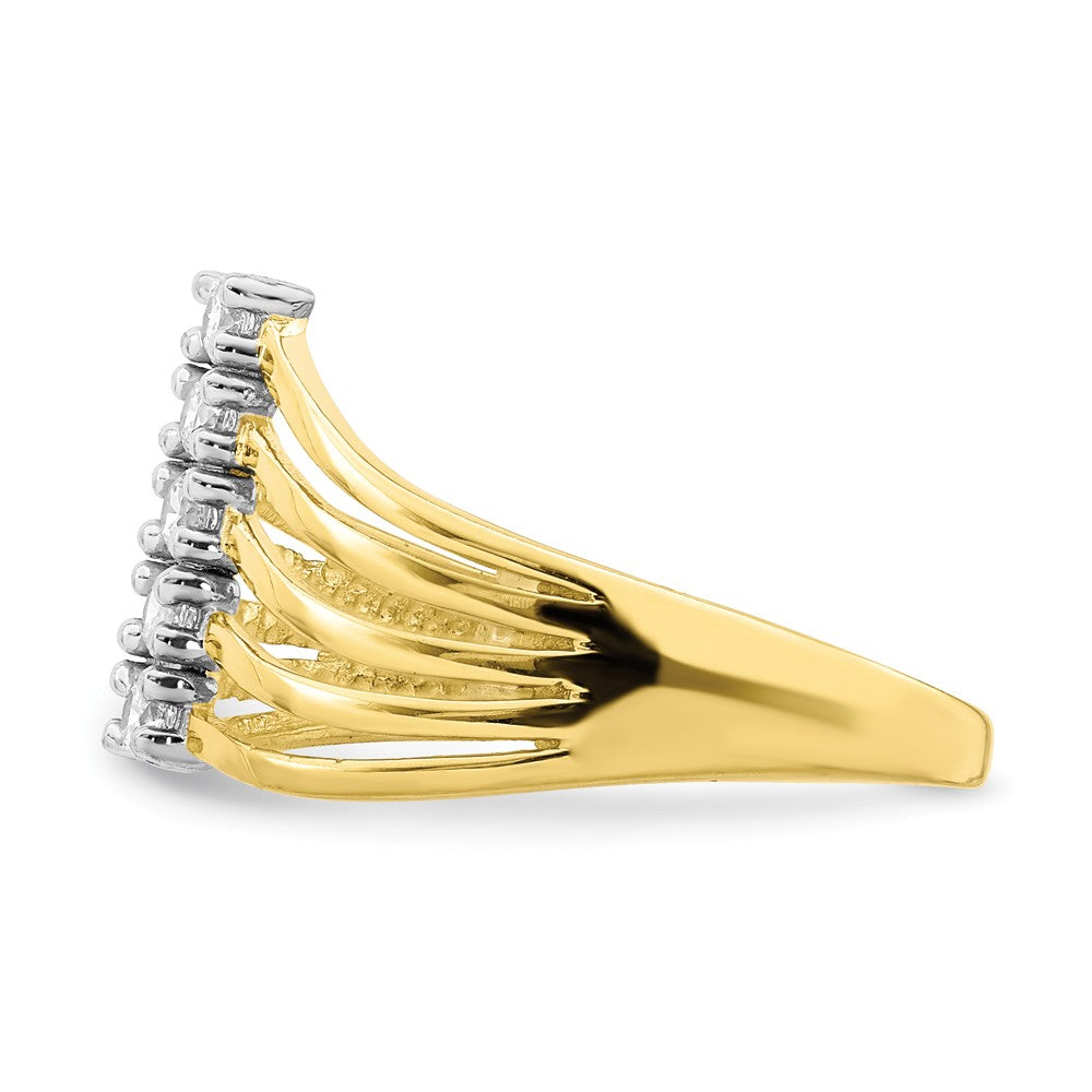 10k Yellow Gold CZ 5-Line Ring, Size: 6.75
