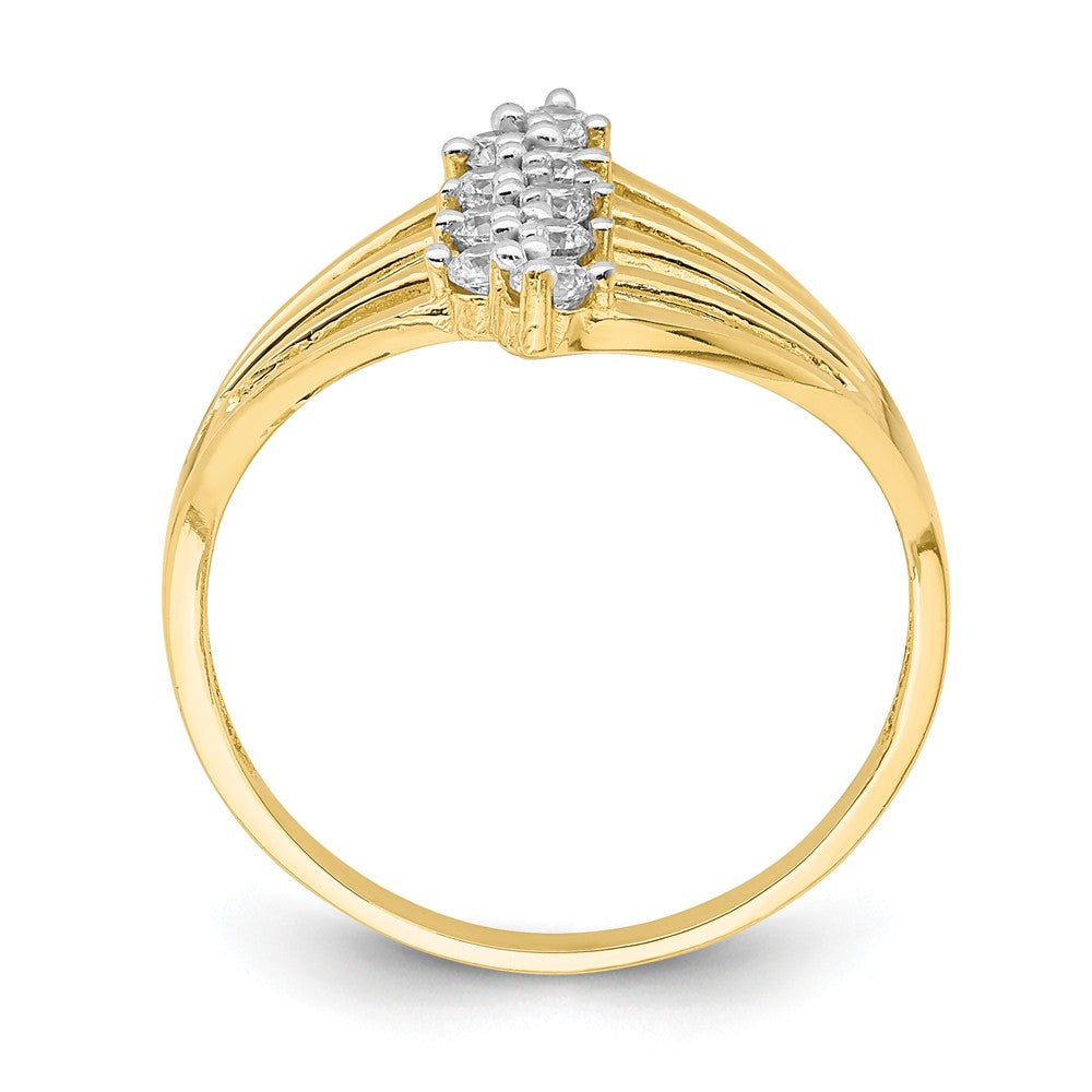 10k Yellow Gold CZ 9-Stone Ring, Size: 7