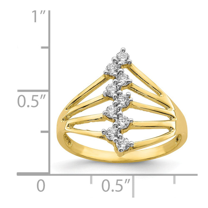 10k Yellow Gold CZ 9-Stone Ring, Size: 7