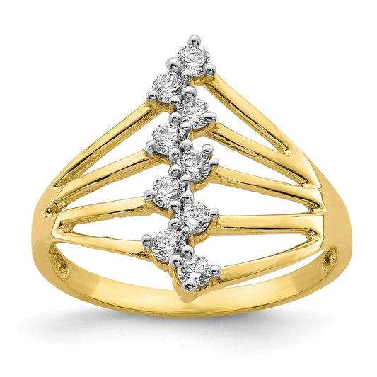 10k Yellow Gold CZ 9-Stone Ring, Size: 7