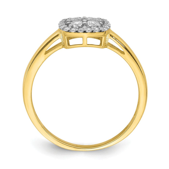 10k Yellow Gold Square CZ Fancy Ring, Size: 6.75