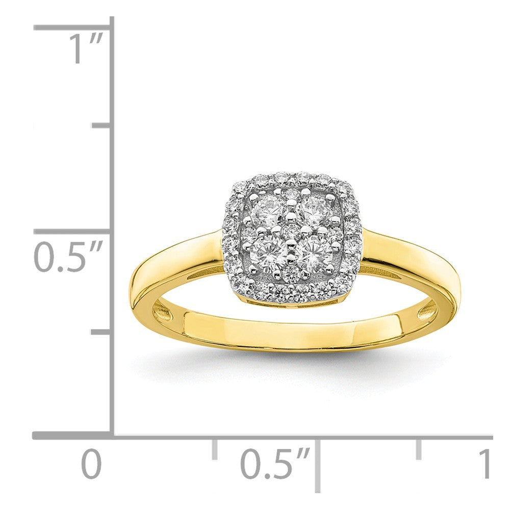 10k Yellow Gold Square CZ Fancy Ring, Size: 6.75
