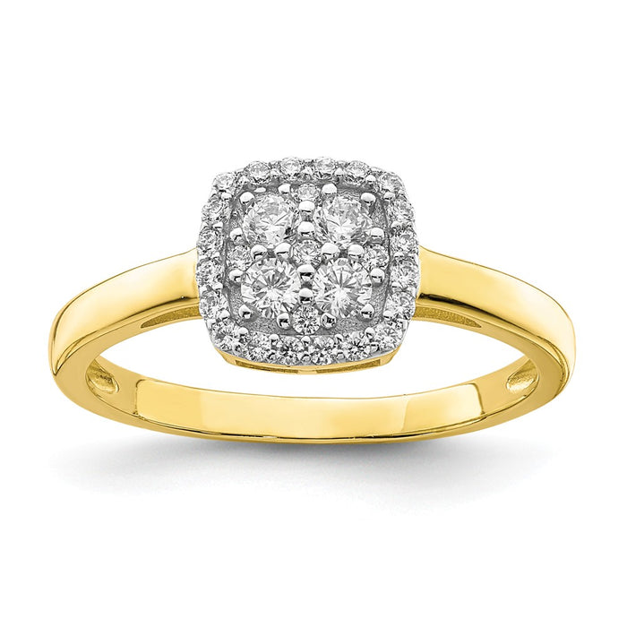 10k Yellow Gold Square CZ Fancy Ring, Size: 6.75