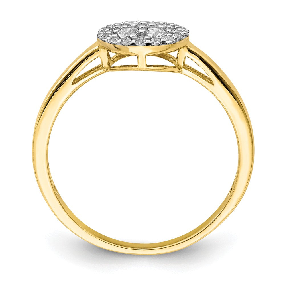 10k Yellow Gold Circle CZ Fancy Ring, Size: 7