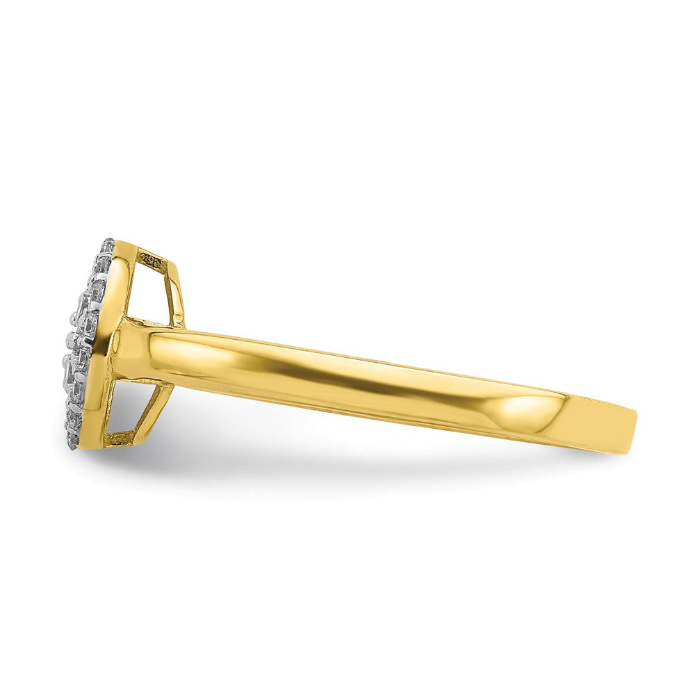 10k Yellow Gold Circle CZ Fancy Ring, Size: 7