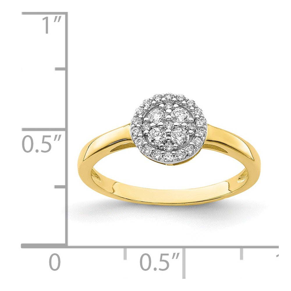 10k Yellow Gold Circle CZ Fancy Ring, Size: 7