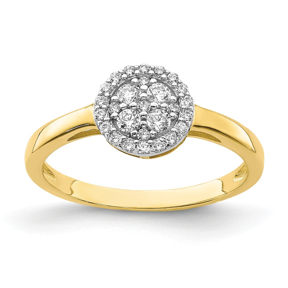 10k Yellow Gold Circle CZ Fancy Ring, Size: 7