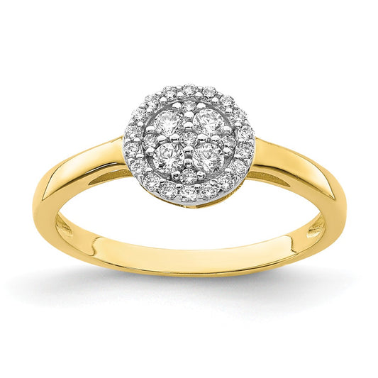 10k Yellow Gold Circle CZ Fancy Ring, Size: 7