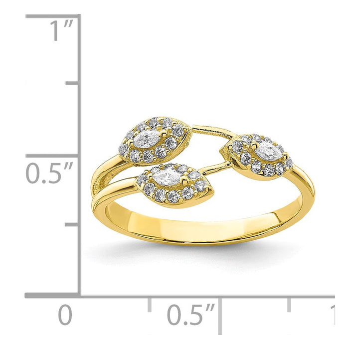 10k Yellow Gold CZ Fancy Ring, Size: 7