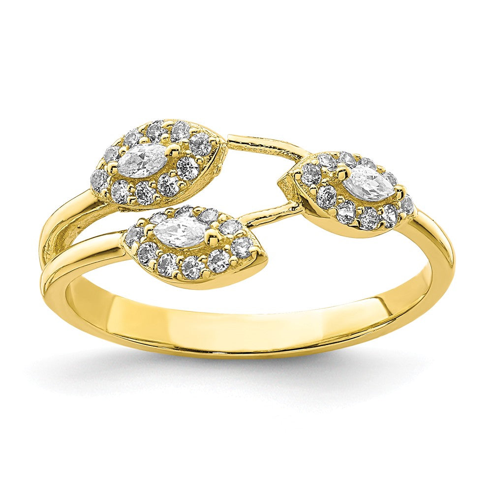 10k Yellow Gold CZ Fancy Ring, Size: 7