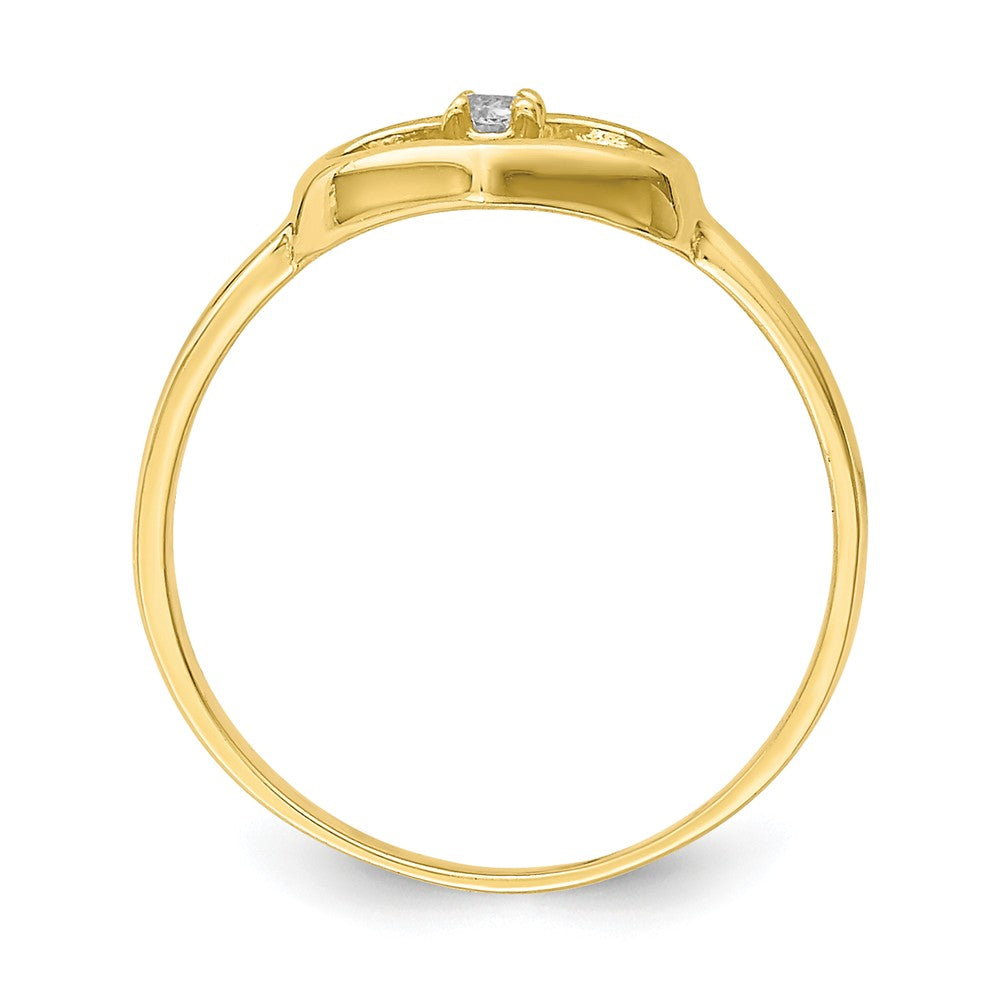 10k Yellow Gold CZ Heart Child's Ring, Size: 2