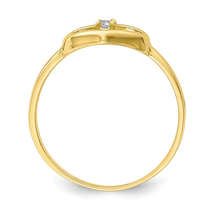 10k Yellow Gold CZ Heart Child's Ring, Size: 2