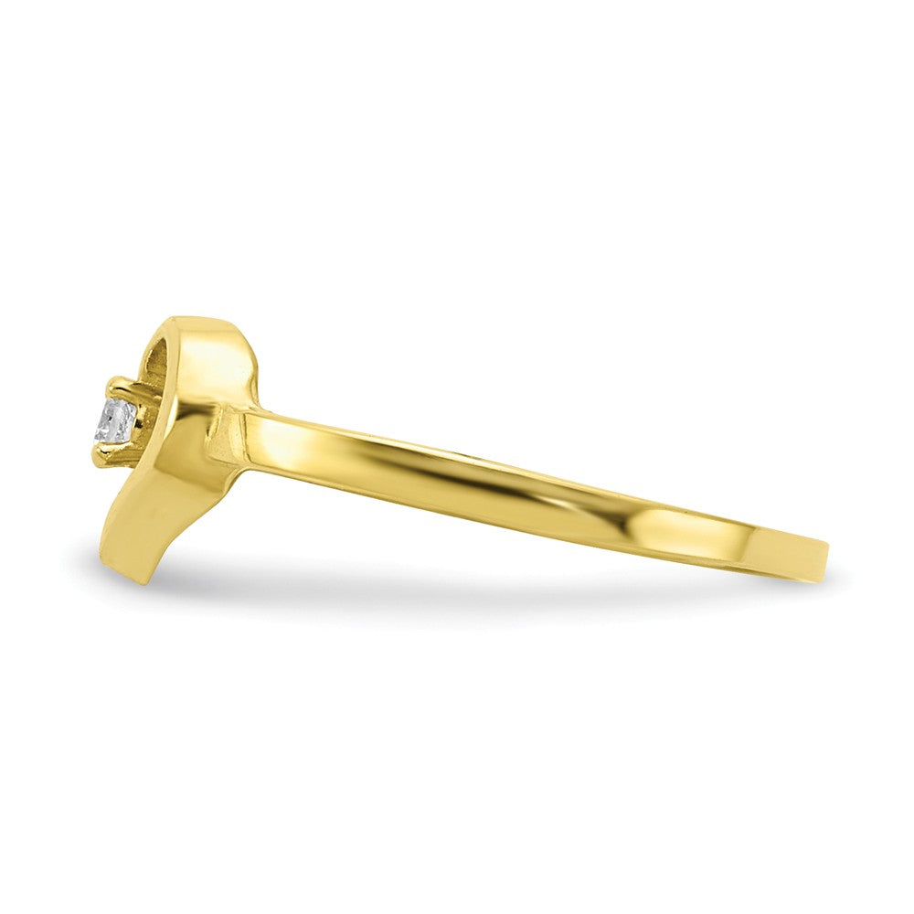 10k Yellow Gold CZ Heart Child's Ring, Size: 2