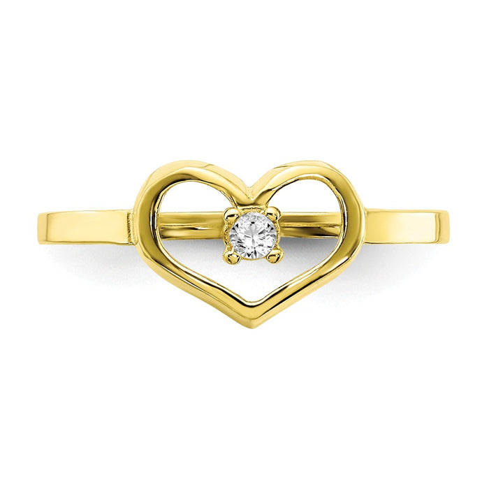 10k Yellow Gold CZ Heart Child's Ring, Size: 2