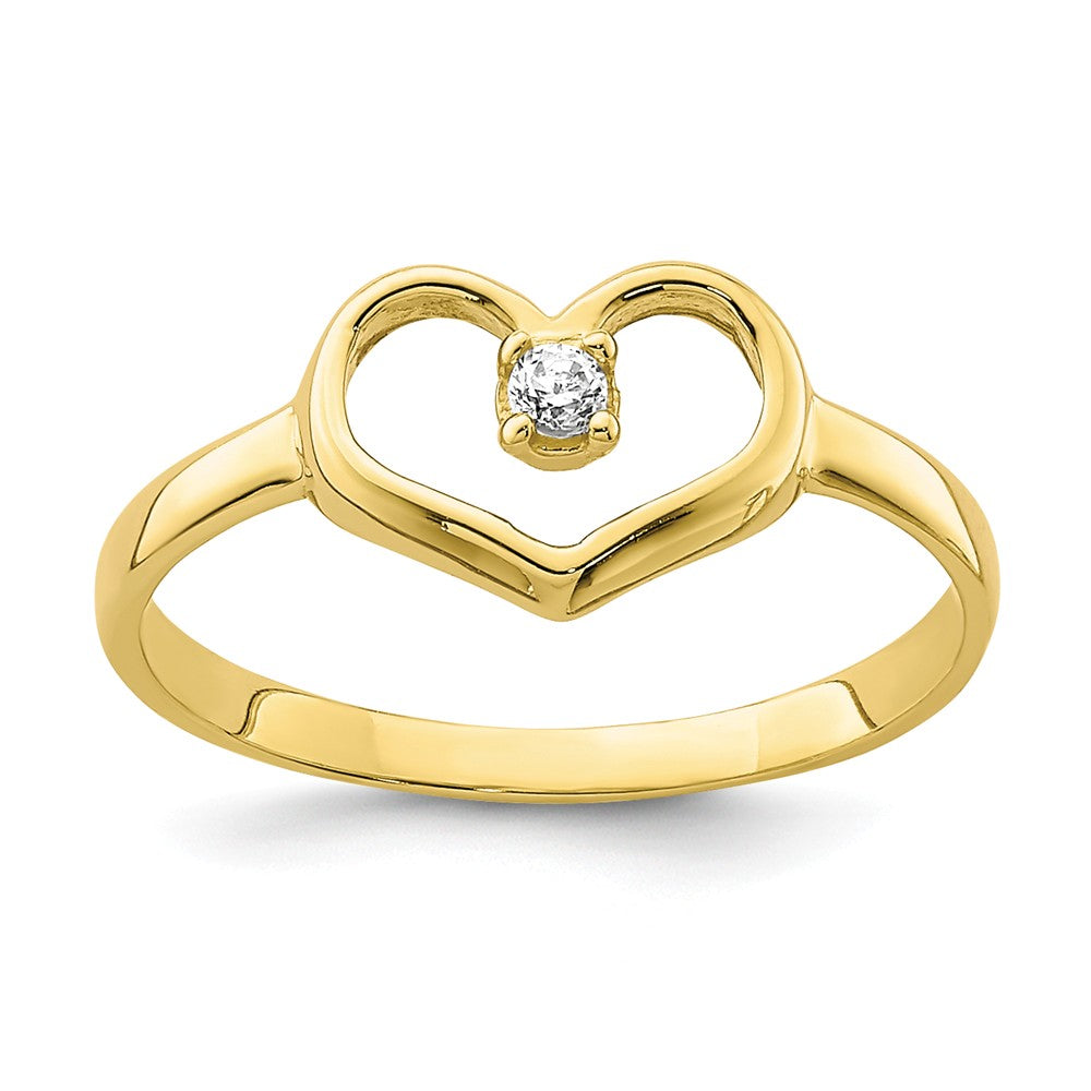 10k Yellow Gold CZ Heart Child's Ring, Size: 2