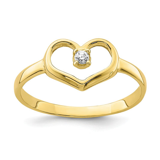 10k Yellow Gold CZ Heart Child's Ring, Size: 2
