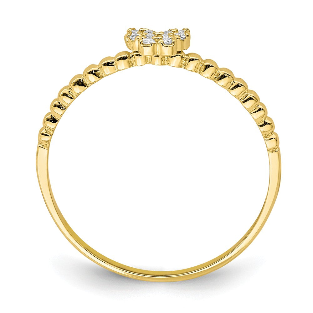 10k Yellow Gold Butterfly CZ Ring, Size: 7